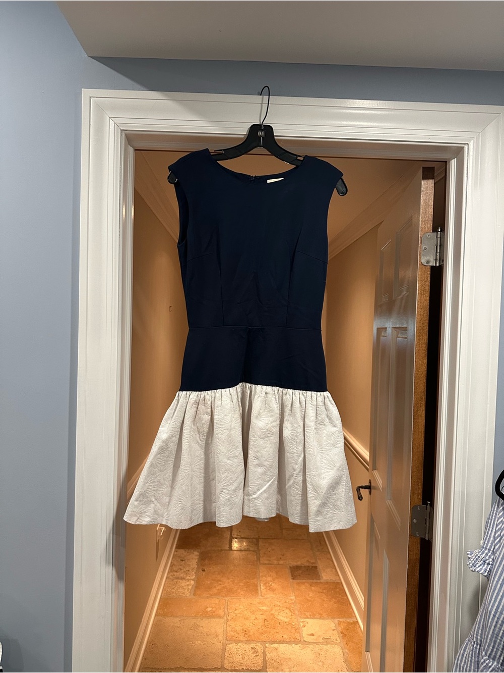 ERIN by Erin Fetherston Navy and White Girls' Pleated Drop-Waist Dress